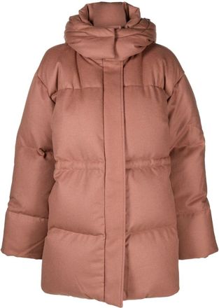 Joseph Dorset padded-design coat - women - Wool/Polyamide/Feather Down/Cashmere/TENCEL - 40 - Brown