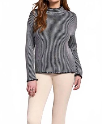 Tribal Combed Cotton Two Tone Rib Sweater In Grey Mix