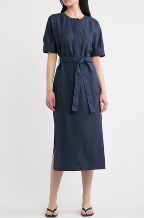 Theory City Midi Shirtdress in Nocturne Navy - Xlv at Nordstrom, Size Large