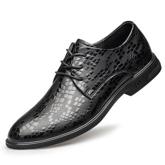 Generic Dress Shoes for Men Lace Up Floral Round Toe Derby Shoes Faux Leather Rubber Sole Anti-Slip Non Slip Low Top Wedding(Black,6.5 UK)