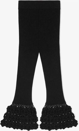 Ganni Crochet Ribbed Broeken - Dames - Leggings - Zwart - M - Katoen - Broeken