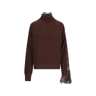 Giuseppe Di Morabito Ribbed Turtleneck - Dames - Truien - Bruin - Maat: XS Wol