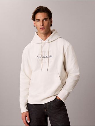 Calvin Klein Jeans Calvin Klein Mens Premium Terry Denim Monologo Hoodie - White - XL