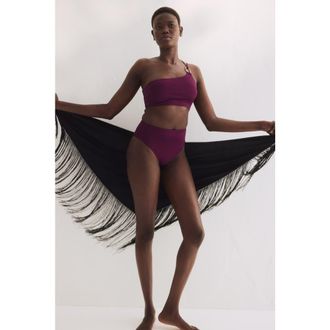 H&M Padded One-shoulder Bikini Top in Dark Purple at Nordstrom, Size X-Small