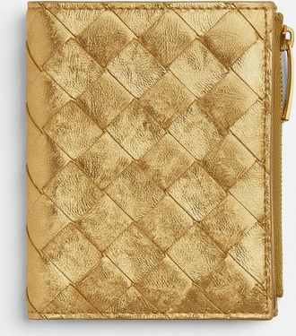 Bottega Veneta Intrecciato Small Bi-fold Wallet - Gold - Women - 100% Lambskin