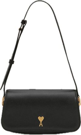 Ami Cowhide Leather Paris Shoulder Bag Black ULL719-AL0208-0015