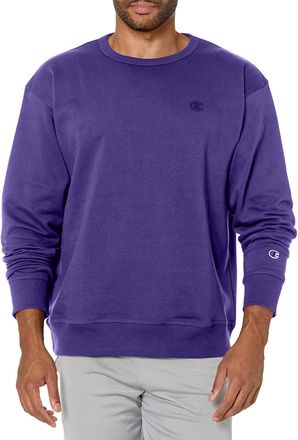 Champion Mens, Powerblend, Fleece, Crewneck Sweatshirt (Reg. Or Big & Tall), Purple C Logo, S