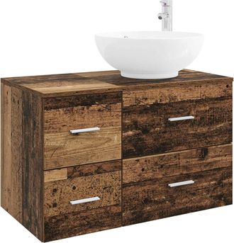 vidaXL Juego De Muebles De Ba&ntilde;o 2 Uds. Madera Envejecida Vidaxl