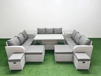 Fimous Garden Rising Dining Table High Back Inclining Sofa Set Light Grey