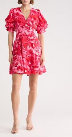 1.State Puff Sleeve Minidress in Hibiscus at Nordstrom Rack, Size Xx-Small