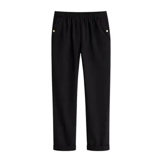 Liu Jo Cropped Trousers, female, Black, Size: 2XS Slim Cuffed Trousers