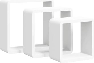 vidaXL Estantes Cubo De Pared 3 Unidades Mdf Blanco Vidaxl