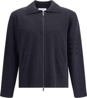 Thom Browne Blue Fleece Wool Mens Cardigan