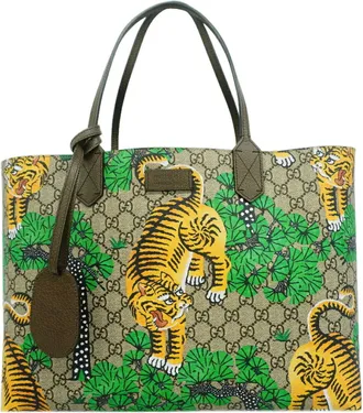 Gucci Brown Green Yellow Pvc Tote Bag (Pre-Owned)