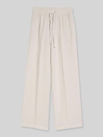 Tom Tailor Wide Leg Hose aus Leinen-Viskose-Mix in Taupe, Gr&ouml;&szlig;e 36/32