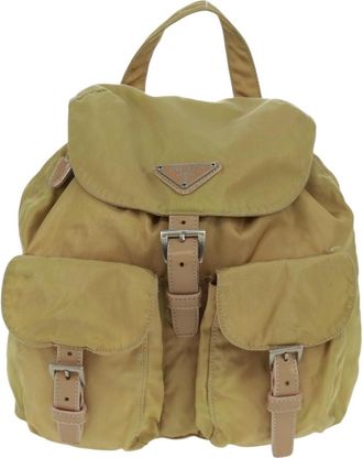 Prada Sac &Agrave; Dos Re-Nylon Nylon Beige Nylon Backpack Bag (Pre-Owned)