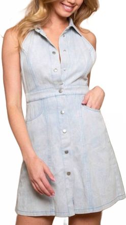 Peach Love California Dara Collared Sleeveless Denim Dress
