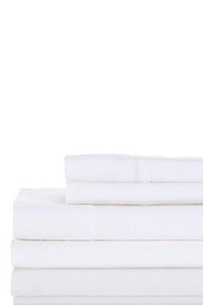 Melange Home Linen Self Hem Sheet 4-Piece Set in White at Nordstrom Rack, Size California King