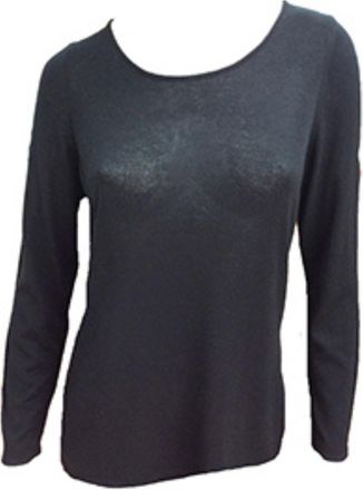 Angel Long Sleeve Scoop Neck Top In Black