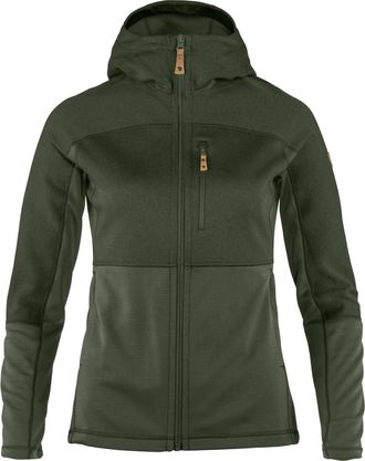 Fj&auml;llr&auml;ven Womens Abisko Hooded Full Zip Fleece Jacket In Deep Forest