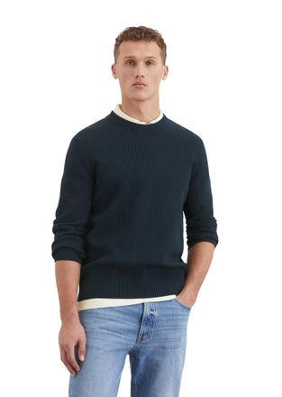 Marc O'Polo Rundhalspullover MARC OPOLO, Herren, Gr. XL, blau (schwarz navy), Strick, Obermaterial: 100% Baumwolle, regular fit, Rundhals, B&uuml;ndchen, Pullover Rund
