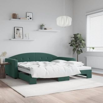 vidaXL Sof&aacute; Cama Nido Terciopelo Verde Oscuro 100x200 Cm Vidaxl