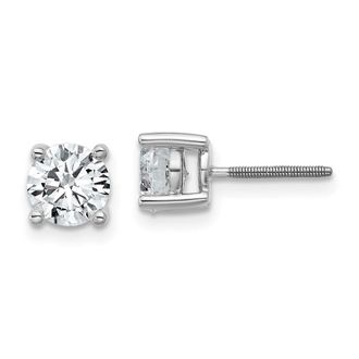Diamond2Deal 14k Gold 1 1/2 ct Round Lab Grown Diamond Stud Earrings Screw Back VS Clarity, G-H Color