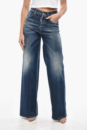 Dsquared2 Jeans Wide Leg Traveller Fit in Denim Lavaggio Scuro 30cm Dsquared2
