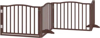 vidaXL Puerta Para Perros Plegable 4 Paneles &Aacute;lamo Marr&oacute;n Roble 320 Cm Vidaxl