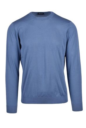 Drumohr Cotton Crew Neck Sweater - Blue