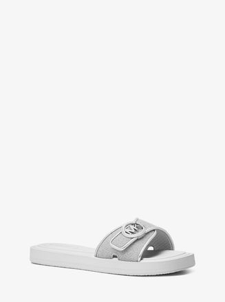 Michael Kors Glitter Chain Mesh Logo Slide Sandal