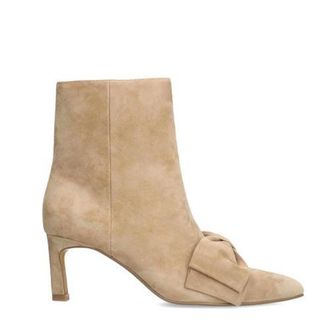 Manfield su&egrave;de enkellaarzen beige