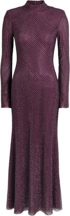 Self Portrait Crystal-embellished Mesh Gown - Burgundy - 16 (UK16 / XL)