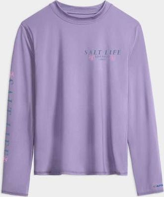 Salt Life Salty Marlin Badge Performance Long Sleeve Tee in Pale Lavender Heather at Nordstrom, Size Medium
