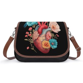 Generic Human Heart Floral Bird Crossbody Bags for Women Shoulder Messenger Bag Purse Handbags