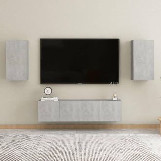 Berkfield Home 4 Piece TV Cabinet Set Concrete Grey Engineered Wood