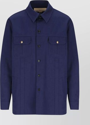 Valentino Garavani logo buttoned breast pocket cotton jacket