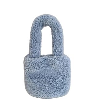 Generic Imitation lamb wool bag womens winter solid color hand-held bucket bag