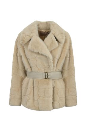 Twin-Set Short Faux Fur Coat With Logo
