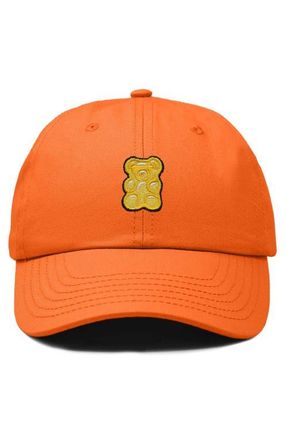Dalix Yellow Gummy Embroidered Dad Cap in Orange at Nordstrom