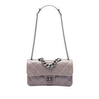 Chanel Pre-owned Quilted Satchel - Dames - Pre-owned - Paars - Maat: ONE Size Leer