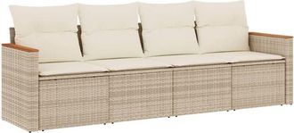 vidaXL Juego De Sof&aacute;s Jard&iacute;n Con Cojines 4 Pzas Rat&aacute;n Sint&eacute;tico Beige Vidaxl