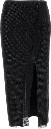 Self Portrait Crystal Trim Black Crepe Mini Dress