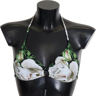 Dolce & Gabbana Vrouwen Multicolor Bloemenprint Halter Zwemkleding Bikini Top
