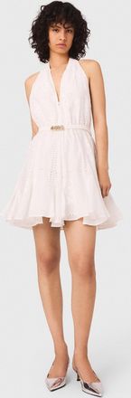 Maje Short Embroidered Backless Dress - White - Maje