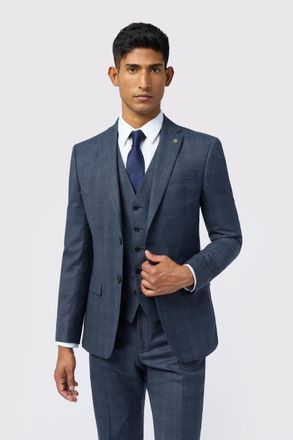 Ted Baker Mens Slim Fit Check Suit Jacket - Navy Wool - Size 50 (Chest)