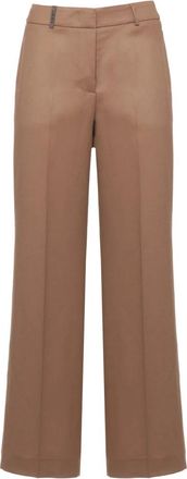PESERICO Rechte broek - Dames - Straight fit broeken - Bruin - S - Wol - Broeken