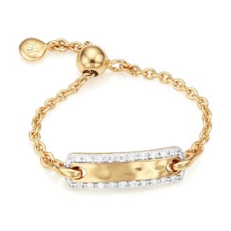 Monica Vinader Gold Havana Adjustable Friendship Diamond Ring Diamond