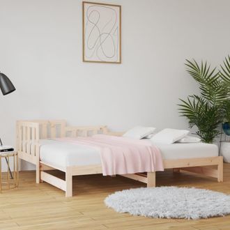 Berkfield Home Pull-out Day Bed 2x(90x190) cm Solid Wood Pine in Brown