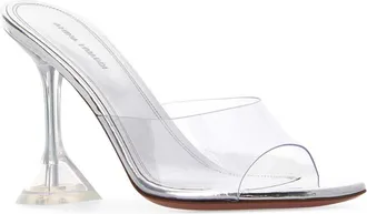 Amina Muaddi Transparent + Silver Slippers Flat Shoes